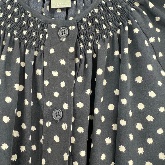 Maeve Anthropologie Preparation Button Front Shirt Dress Polka Dots Navy size XS - Picture 11 of 11